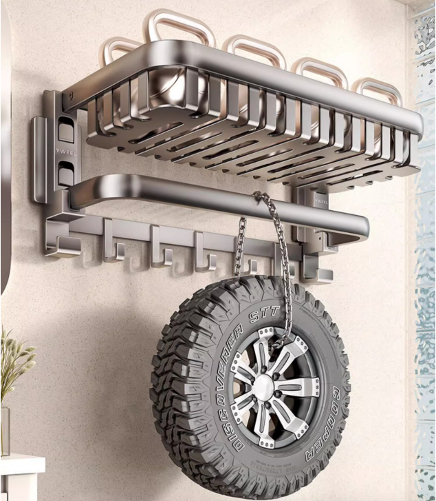 🛁 Porte-Serviettes Mural 60cm – Fixation Ultra-Puissante à 4 Ventouses