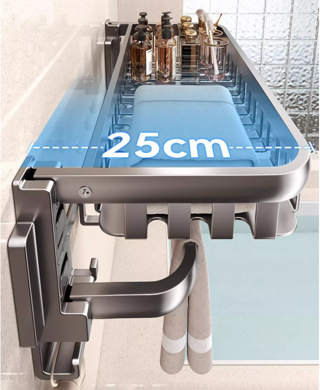 🛁 Porte-Serviettes Mural 60cm – Fixation Ultra-Puissante à 4 Ventouses