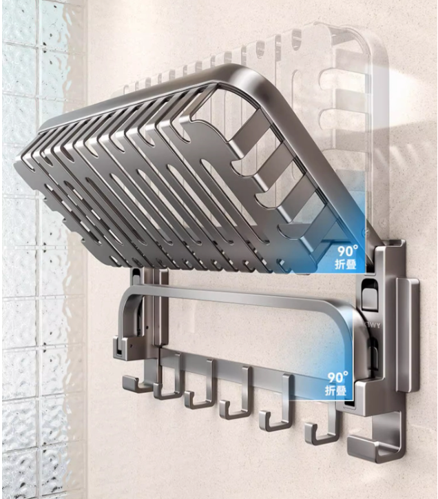🛁 Porte-Serviettes Mural 60cm – Fixation Ultra-Puissante à 4 Ventouses