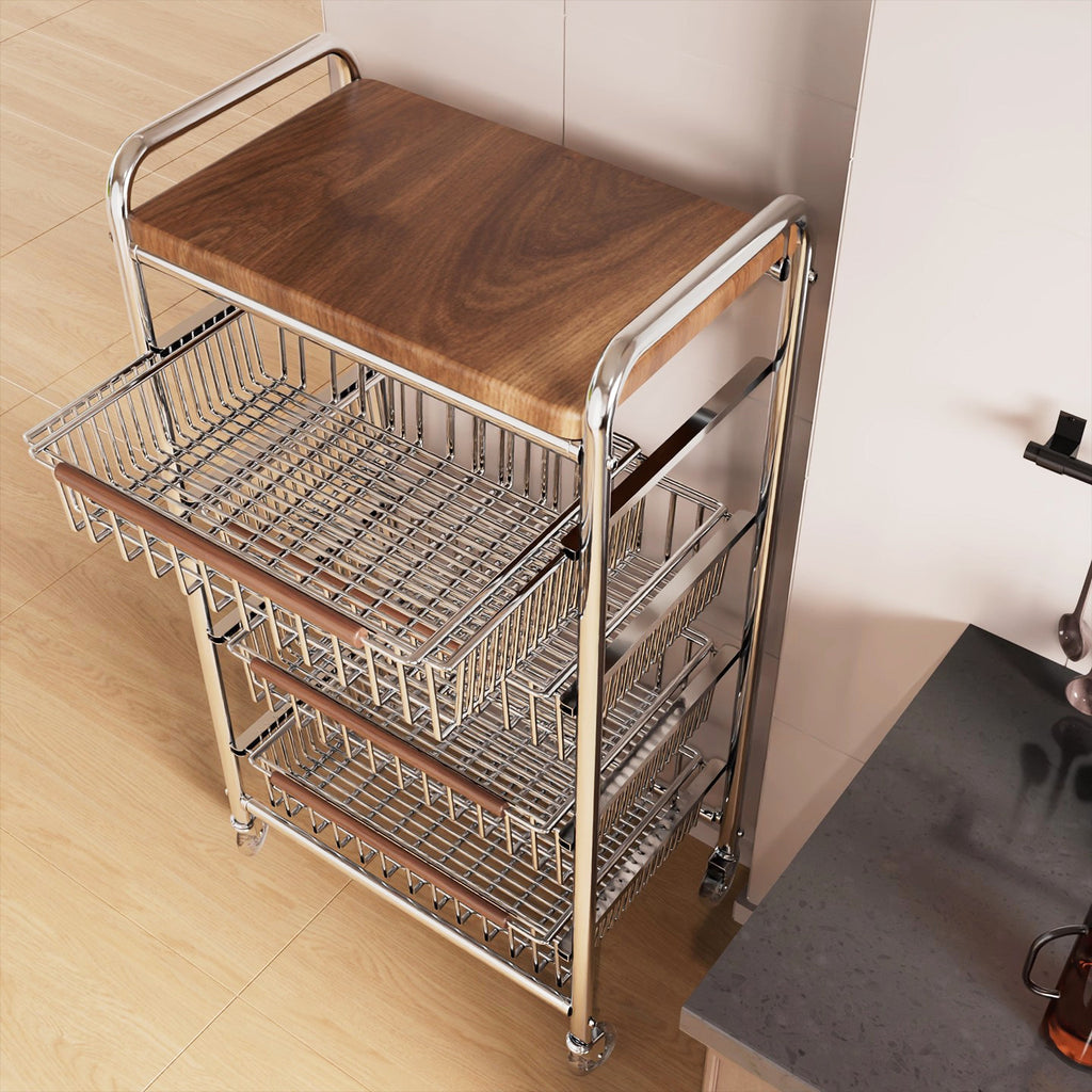 🛒 Chariot de Rangement Premium en Inox – Design & Mobilité