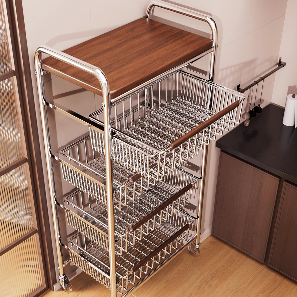 🛒 Chariot de Rangement Premium en Inox – Design & Mobilité