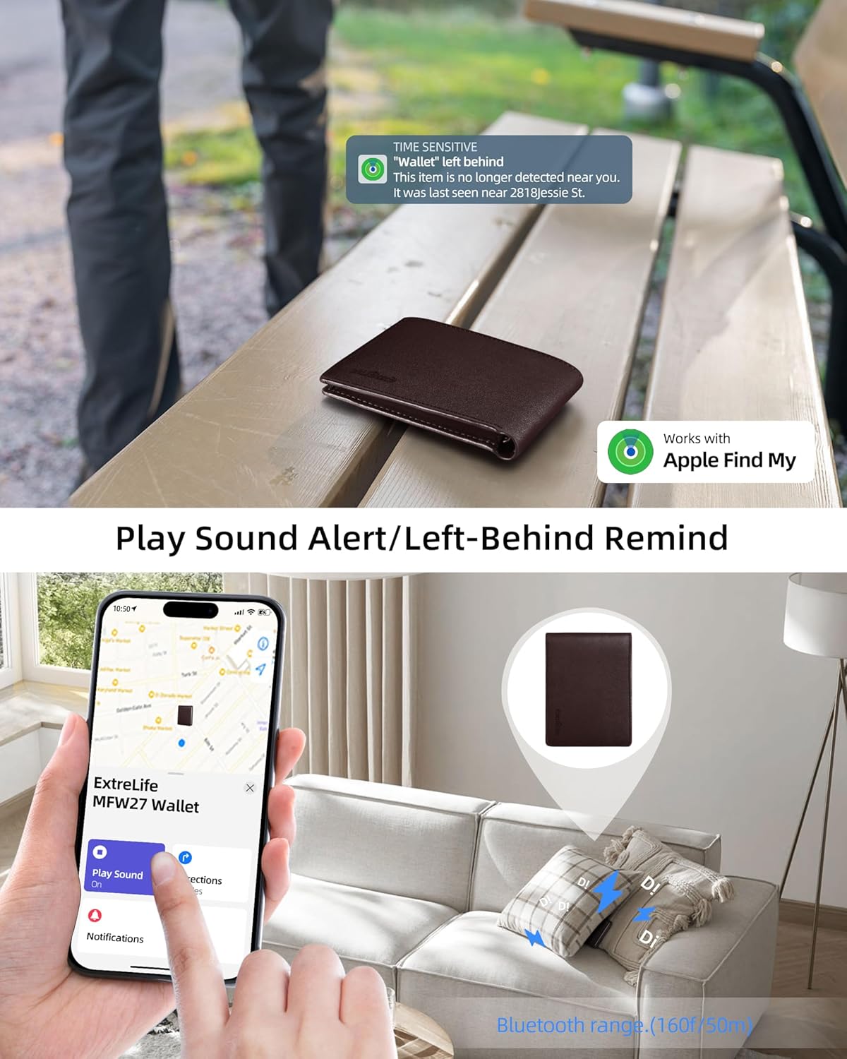 Smart Wallet Bifold avec technologie "Find My" d'Apple
